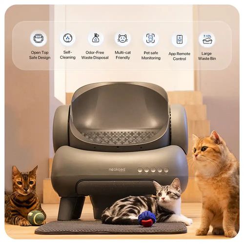 M1 Litière Automatique XXL Pour Chats, Auto-nettoyante, Silencieuse, Multi-chats, Grise