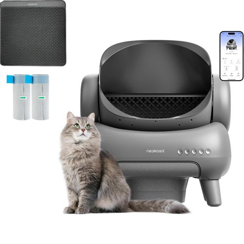 M1 Litière Automatique XXL Pour Chats, Auto-nettoyante, Silencieuse, Multi-chats, Grise