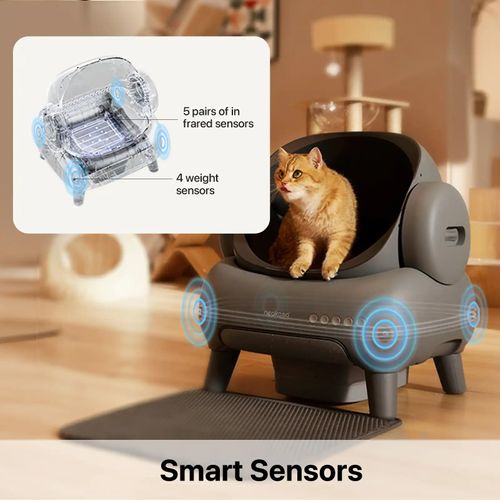 M1 Litière Automatique XXL Pour Chats, Auto-nettoyante, Silencieuse, Multi-chats, Grise