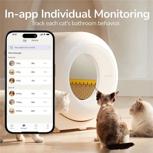 Bac à Litière Intelligent Xxxl, Grande Capacité, Avec Lumière LED, Compatible Wi-fi 2,4ghz