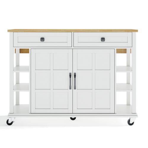 Desserte De Cuisine Multifonction 120×40/65 Cm, Plateau Rabattable, Tiroirs, Roulettes