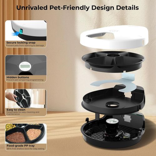 Distributeur Automatique Pour Chats Et Chiens Avec Fonction De Conservation, 5 Repas Programmables