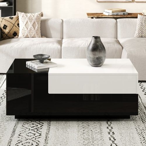 Table De Salon,table D'appoint Avec Plateau Coulissant,table Géométrique,grand Espace De Rangement