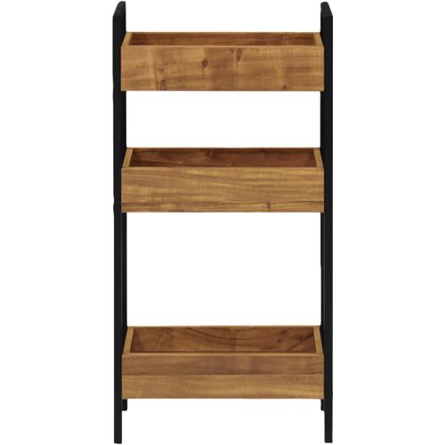 Étagère De Rangement 3 Niveaux Effet Bois Mango 40x16x78 Cm, Cadre Métal Noir