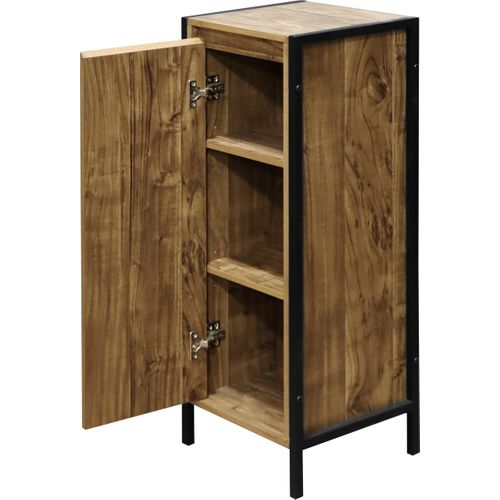 Meuble De Rangement Indépendant Effet Bois Mango 30x28x80 Cm, Cadre Métal Noir