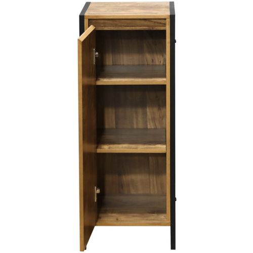 Meuble De Rangement Indépendant Effet Bois Mango 30x28x80 Cm, Cadre Métal Noir