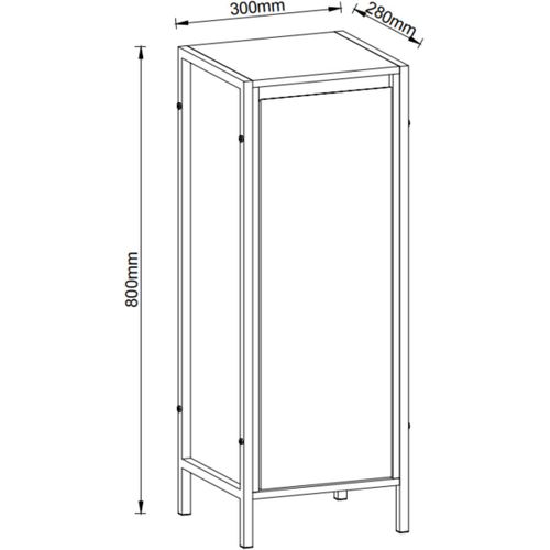 Meuble De Rangement Indépendant Effet Bois Mango 30x28x80 Cm, Cadre Métal Noir