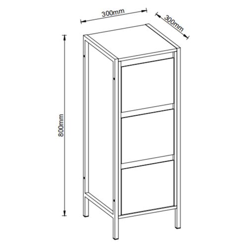 Meuble à 3 Tiroirs Effet Bois Mango 30x30x80 Cm, Cadre Métal Noir, Style Industriel