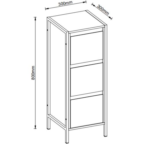 Meuble à 3 Tiroirs Effet Bois Mango 30x30x80 Cm, Cadre Métal Noir, Style Industriel