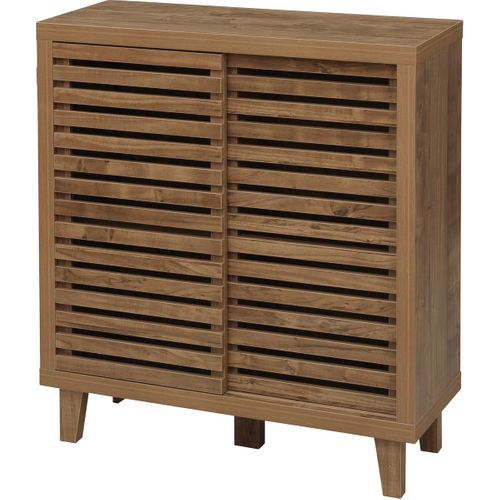 Buffet Compact 80x29x88,7 Cm Effet Bois, Mdf Et Pb, Portes à Grille, Rangement Pratique