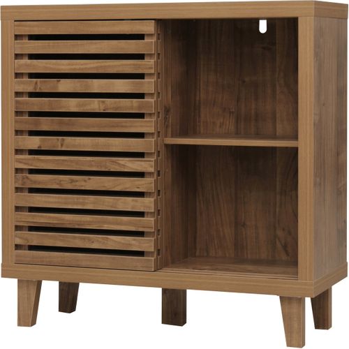 Buffet Compact 80x29x88,7 Cm Effet Bois, Mdf Et Pb, Portes à Grille, Rangement Pratique