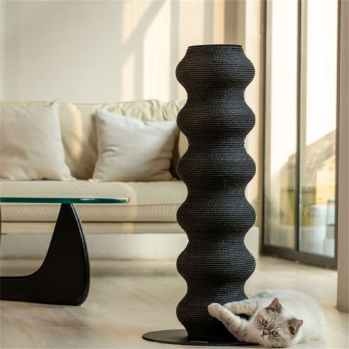 Griffoir Incurvé Pour Chat En Rotin Résistant, H90cm, Noir