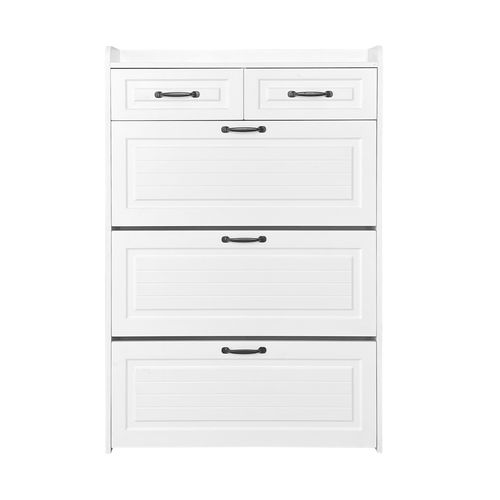 Meuble à Chaussures 80x23,5x131 Cm, 3 Portes Basculantes, 2 Tiroirs– Entrée Moderne