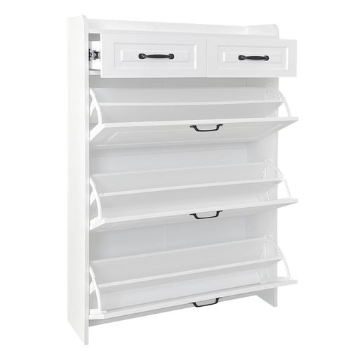 Meuble à Chaussures 80x23,5x131 Cm, 3 Portes Basculantes, 2 Tiroirs– Entrée Moderne