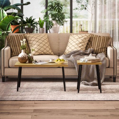 Ensemble De 2 Tables Basses, Table D'appoint, Table De Salon, Table Basse Pour Salon Bois-clair