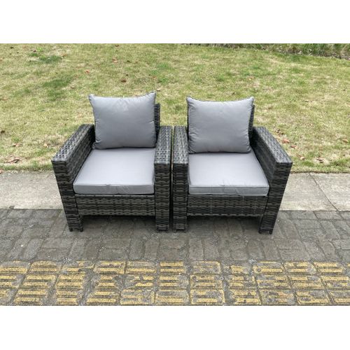 2 PC Fauteuil De Jardin En Rotin Gris Foncé Mixte