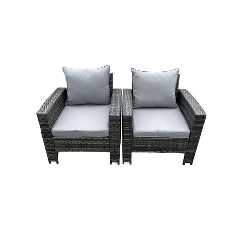 2 PC Fauteuil De Jardin En Rotin Gris Foncé Mixte
