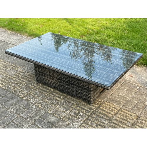 Salon De Jardin En Rotin Avec Table Élévatrice 3 Canapés Table D'appoint Mélange Gris Foncé