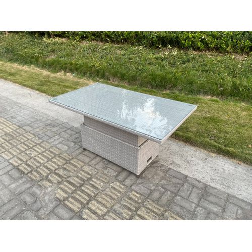 Salon De Jardin Exterieur Table à Manger Réglable En Hauteur Ave Canapé Fauteuil Petit Tabourets