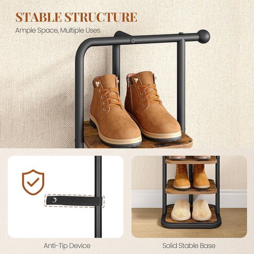 Étagère à Chaussures,étagère à Chaussures à 10 Niveaux, Porte-chaussures Avec 2 Crochets, Réglable