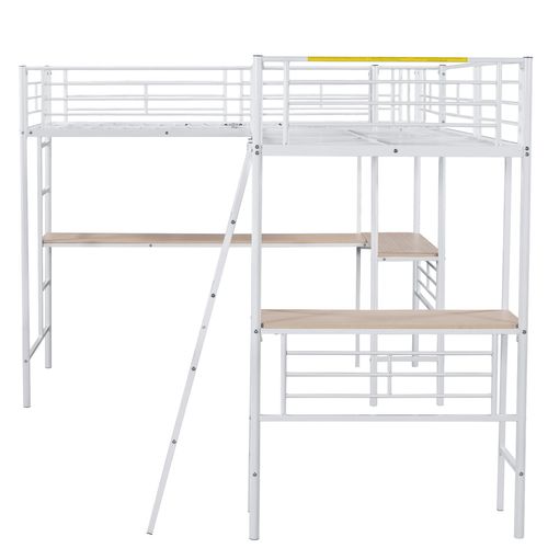 Lit Mezzanine Lit Enfant 90x200 Cm Lit Superposé Double Couche, Lit En Fer, Blanc