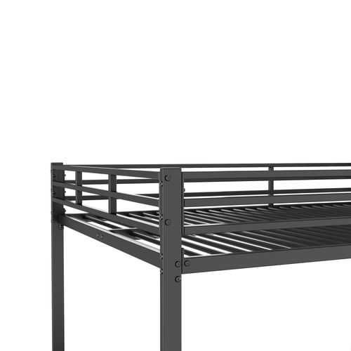 Lit Superposé Lit Enfant 140 X 200 Cm En Fer Avec Barrière, Noir