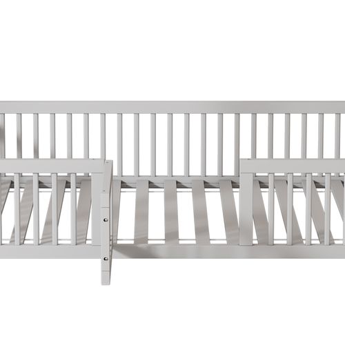 Lit Cabane Lit Simple Lit Enfant 90 X 200 Cm En Bois Avec Sommier à Lattes Et Porte, Blanc