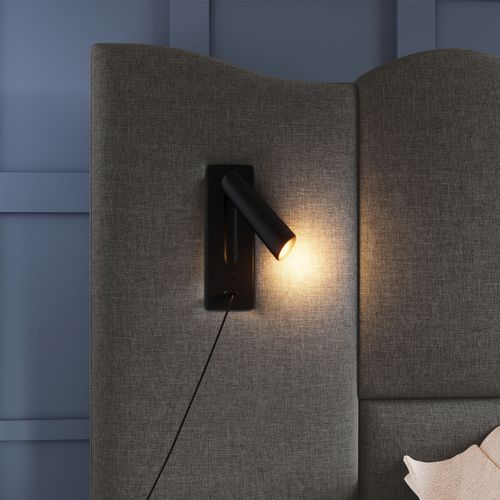 Lit Coffre 160×200 Cm Avec Lampe De Lecture Et Chargement USB Type-c, Tissu Lin, Gris