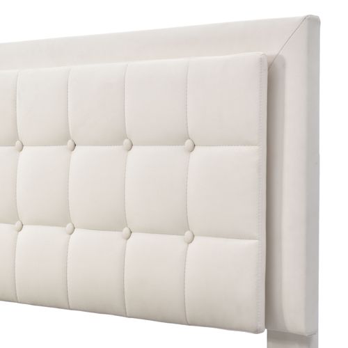 Lit Coffre 180x200 Cm, Lit Double Capitonné Avec Sommier à Lattes Et LED, En Similicuir, Blanc