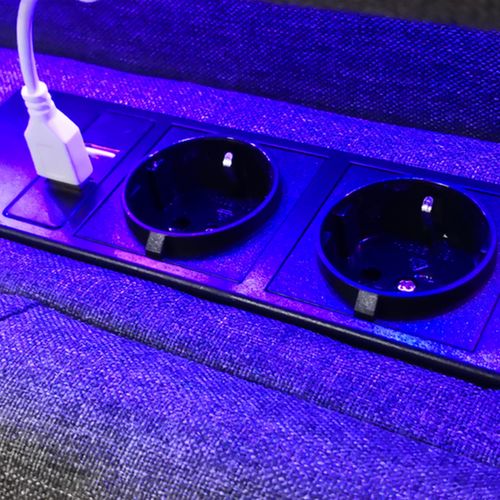 Lit 2 Place 160 X 200 Cm, Lit Adulte LED Avec Tête De Lit Coffre Et Chargeur USB, Lin, Gris