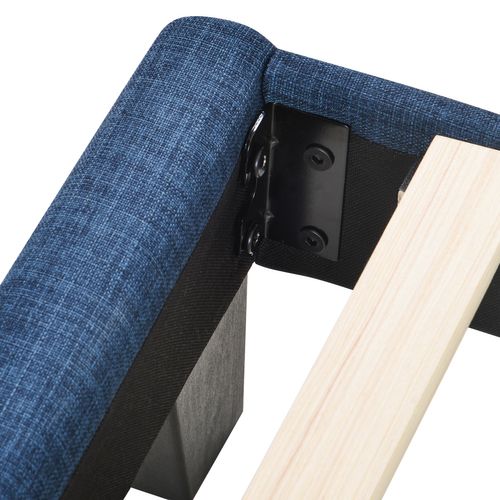 Lit Enfant Lit Jeune Lit 90x200 Avec Tête De Lit Et Sommier à Lattes En Bois, Lin, Bleu