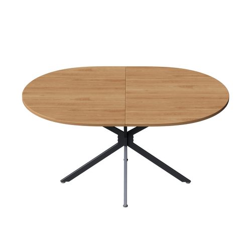 Table à Manger Ovale Moderne L120 X L80 X H75,5 Cm, Pieds En Métal, Mdf, Couleur Naturelle