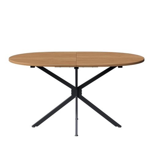 Table à Manger Ovale Moderne L120 X L80 X H75,5 Cm, Pieds En Métal, Mdf, Couleur Naturelle
