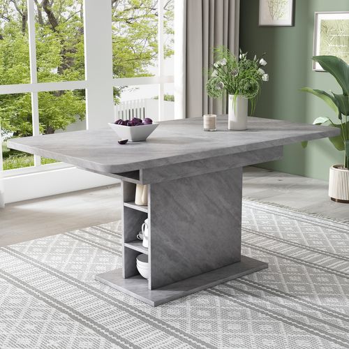 Table à Manger Extensible L110/130xl70xh75 Avec Espace De Rangement, Couleur Gris