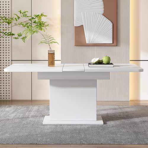 Table à Manger Extensible L110/130xl70xh75 Avec Espace De Rangement, Couleur Blanc