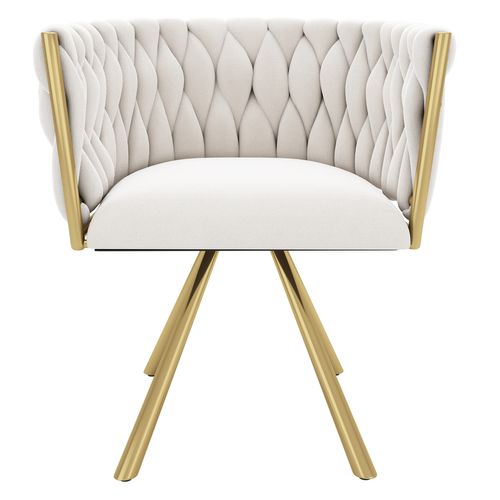 Chaise De Salle à Manger En Velours, Lot De 2, Avec 4 Pieds En Métal Doré, Pivotant à 360°, Beige