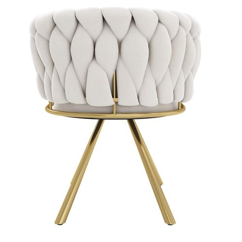 Chaise De Salle à Manger En Velours, Lot De 4, Avec 4 Pieds En Métal Doré, Pivotant à 360°, Beige