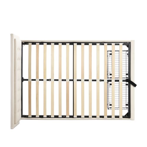 Lit Coffre Hydraulique Lit 140x200, Lit 2 Place Adulte Avec 2 Tiroirs Et Tête De Lit, Velours, Beige