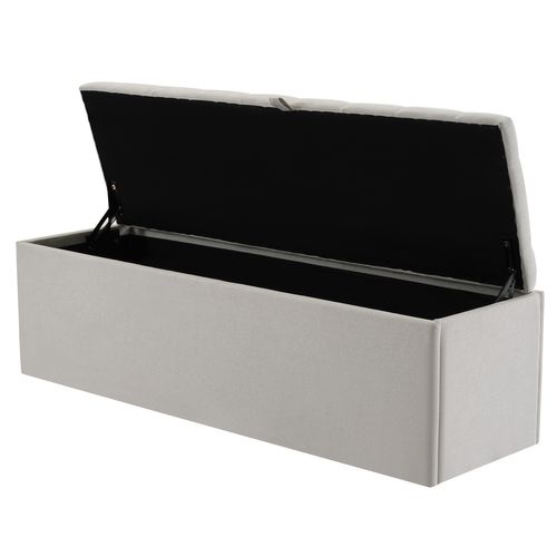 Banc Coffre De Rangement, Tabouret De Rangement, 141 X 41,5 X 47 Cm (l X L X H), Lin, Gris Clair