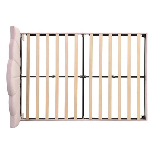 Lit Adulte 140x190 Cm, Lit 2 Places Avec Tête De Lit Réglable En Hauteur, Velours, Rose