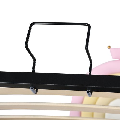 Lit Coffre Simple Enfant 90x200cm, Tête De Lit Rembourrée Réglable En Hauteur, Pu, ​​rose