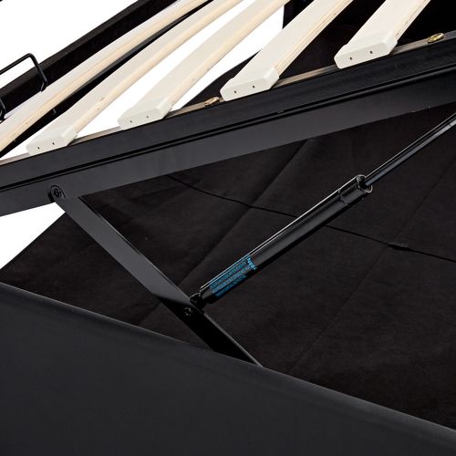 Lit Adulte Lit Coffre 140x200 Cm, Lit 2 Place Avec Port De Charge USB Et Éclairage LED, Pu, ​​noir