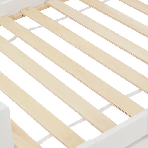 Lit Cabane Pour Enfant 90x200cm, Lit Simple Avec Barrière, En Bois, Blanc