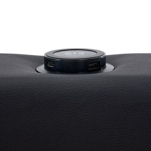 Lit Adulte 140x190 Cm, Lit 2 Place Avec Port De Charge USB Et Éclairage LED, 4 Tiroirs, Pu, noir