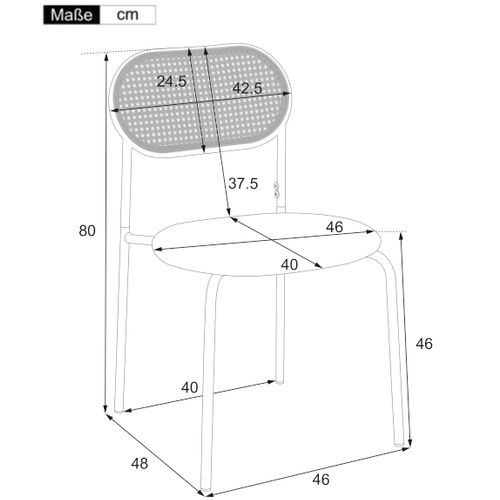 Chaise De Salle à Manger 4 Pièces, Pieds En Métal, Chaise Longue En Rotin, Pu, noir + Marron