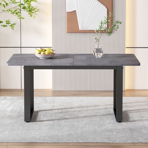 Table à Manger Rectangulaire, Pieds En Fer, Pour 1 à 2 Personnes, Panneaux De Particules, Gris