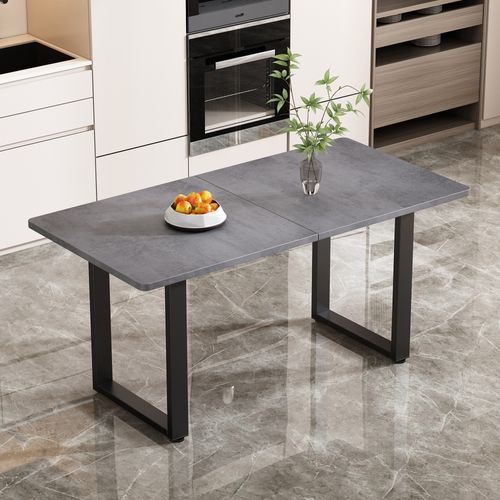 Table à Manger Rectangulaire, Pieds En Fer, Pour 1 à 2 Personnes, Panneaux De Particules, Gris