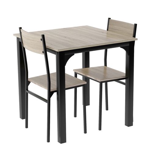 Ensemble Table Et 2 Chaise, Ensemble De Table à Manger Pour 2 Personnes, Couleur Naturelle