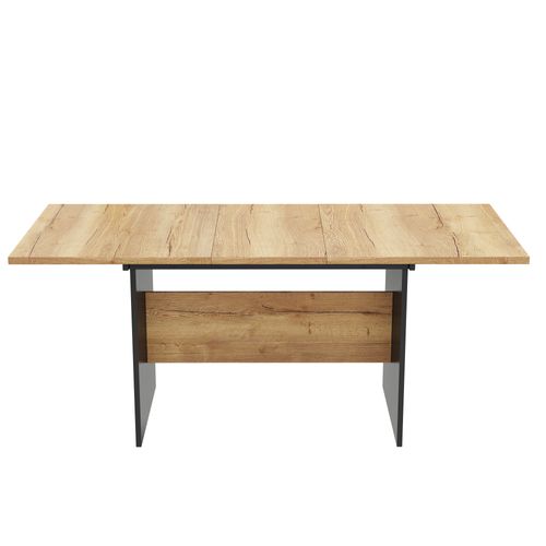 Table à Manger Extensible 140/180*80 Cm, Pieds En Métal, Noir + Noyer