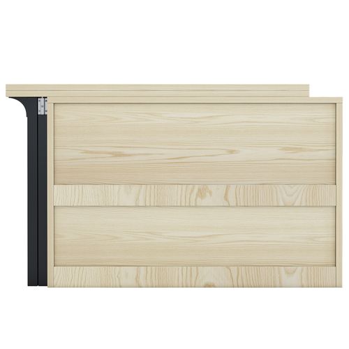 Table De Bar Pliante Rétractable, Buffet Rotatif Avec Espace De Rangement, Couleur Naturelle + Noir